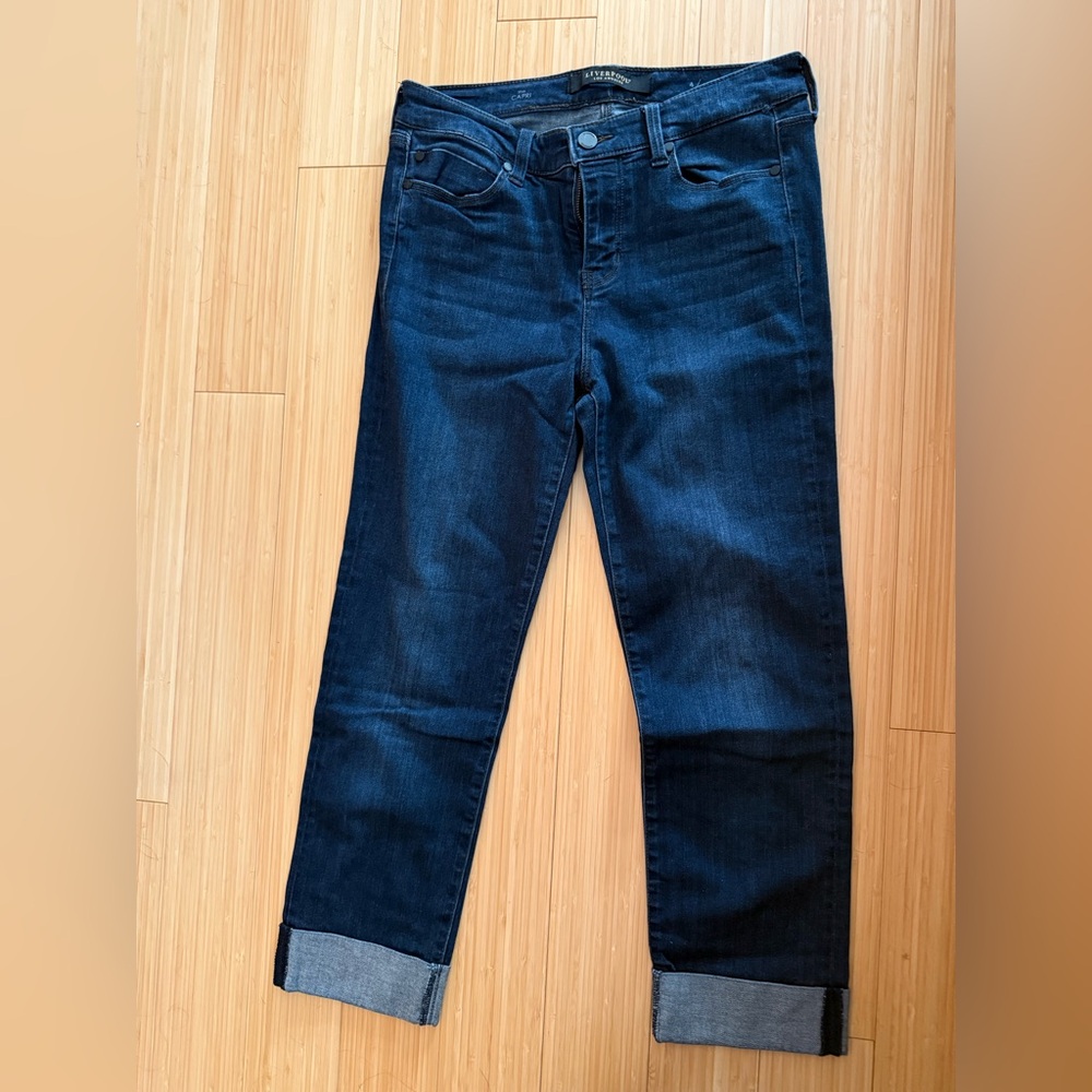 Liverpool Women's Straight Leg Jeans in Deep Blue Wash